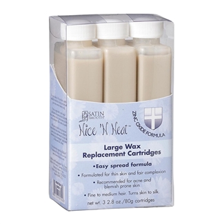 Satin Smooth Nice 'N Neat Zinc Oxide Wax Large Replacement Cartridges, 3 Pack