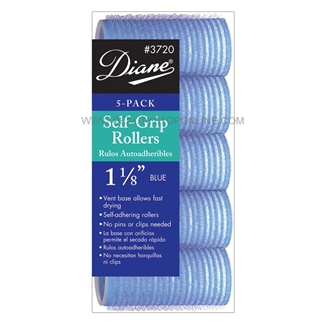 Diane Self Grip Rollers 1 1/8" Blue, 6 Pack