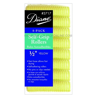 Diane Self Grip Rollers 1/2" Yellow, 8 Pack