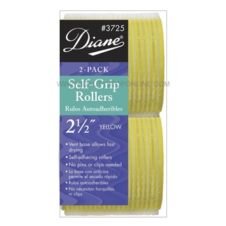 Diane Self Grip Rollers 2 1/2" Yellow, 2 Pack