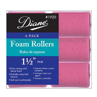 Diane Foam Rollers 1 1/2" Pink, 6 Pack