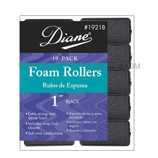 Diane Foam Rollers 1" Black, 10 Pack