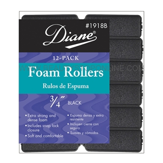 Diane Foam Rollers 3/4" Black, 12 Pack