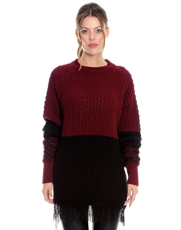 Women Burgundy Knit Sweater