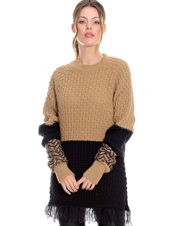 Women Tan Designer Knit Sweater