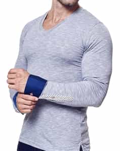 Charcoal Long Sleeve Sport v neck Shirt