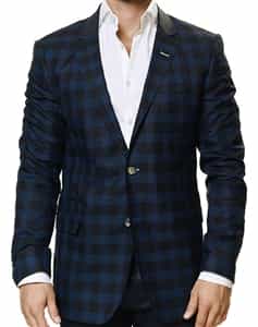 Navy and Black Check Blazer