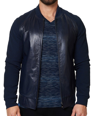 Navy Genuine Leather Jacket