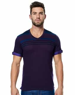 Purple Stripe V-Neck