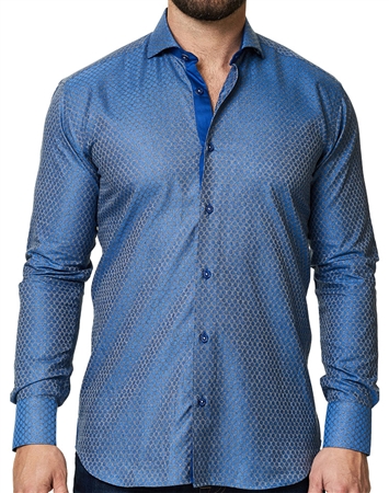 Luxury Blue Grey Diamond Shirt