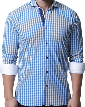 Comfortable and Stylish Blue Check Dress Shirt