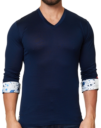 Maceoo Unrivaled | V Neck L Solid Navy