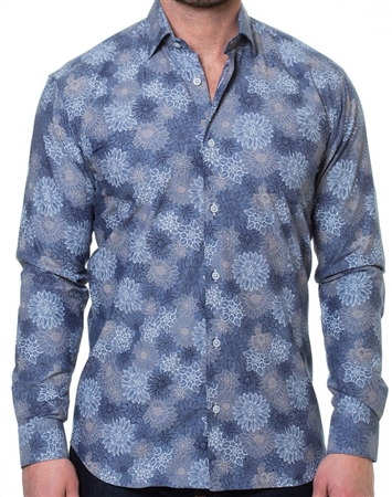 Blue Floral Dress Shirt