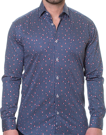 Blue White Dot Dress Shirt