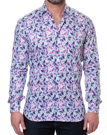 Pink Purple Floral Dress Shirt