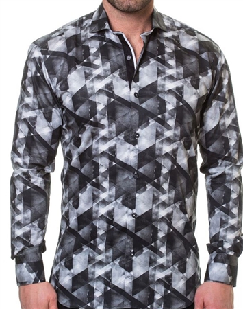Gray Diamond Geometric Dress Shirt