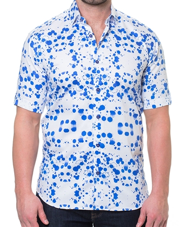 White Blue Dot Short Sleeve Shirt