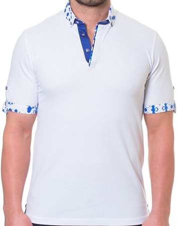 White Blue Short Sleeve Polo Shirt