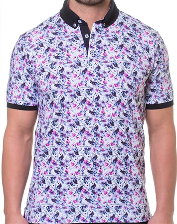 Pink and Purple Print Polo