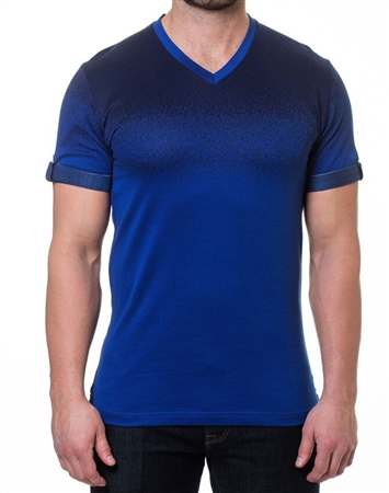 Two-Tone Navy V- Neck Shirt