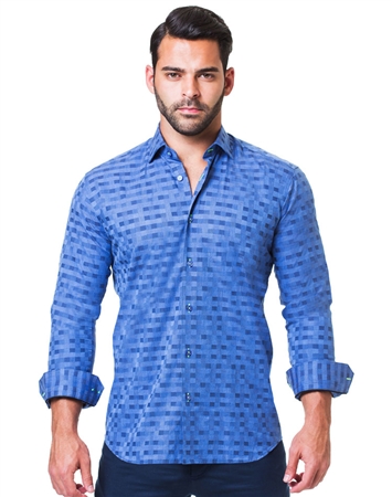 Blue Jacquard Square Dress shirt