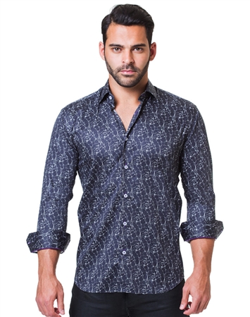 Black Marble Print Dress Shirt