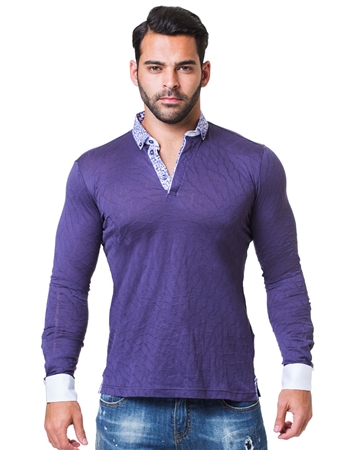 Unique Purple Jacquard Polo shirt
