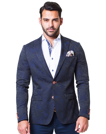 Blue Floral Jacquard Sport Coat