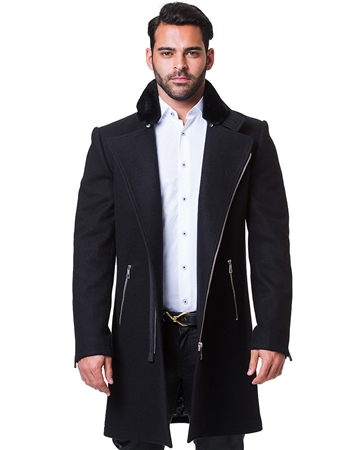 Modern Black Peacoat