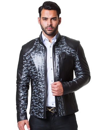 Trendy Black and Grey Leather Jacket