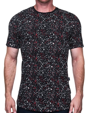 Maceoo Designer Short Sleeve T-Shirt Black Spash Pattern