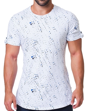 Maceoo Designer Short Sleeve T-Shirt White Spash Pattern