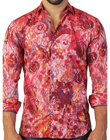 Artistic Red Dress Shirt