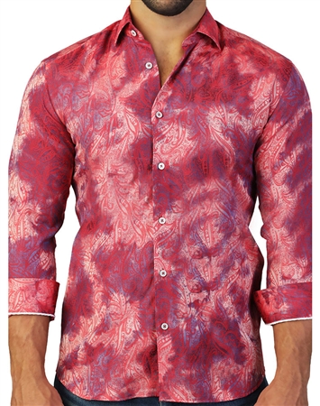 Luxury Red Paisley Dress Shirt