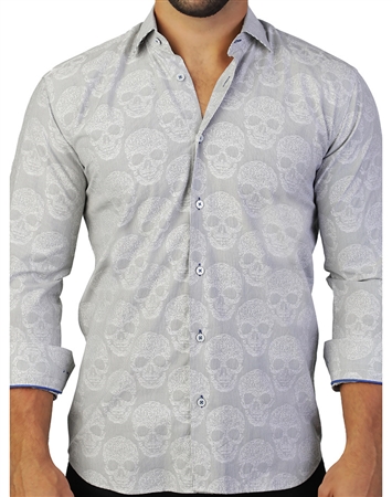 Intriguing Grey Skull Dress Shirt