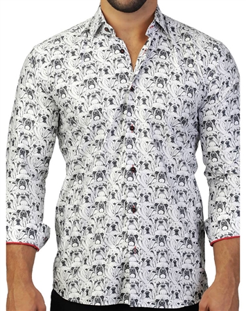 Unique Black And White Bulldog Print Shirt