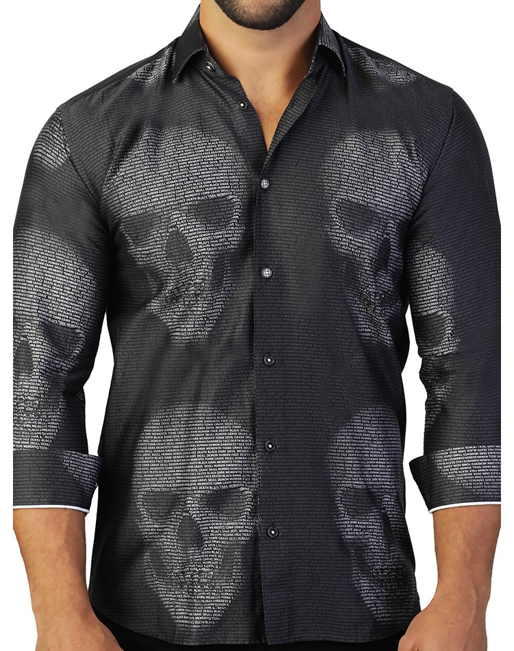 Mens skull 2025 dress shirt