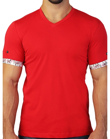 Sporty Red V-Neck Tee