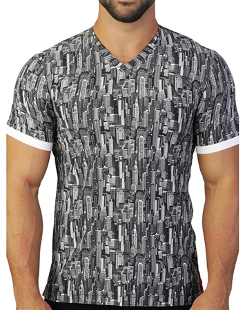 Designer Abstract Print V Neck Shirt