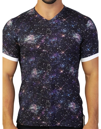 Creative Galaxy Print V-Neck Shirt