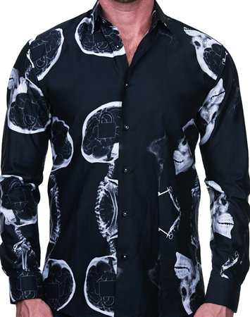 Mind-Lock Skull Print Dress Shirt