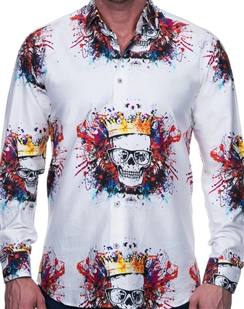 Urban Tattoo Skull Print Dress Shirt