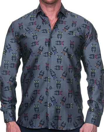 Awesome Black Dog Print Shirt