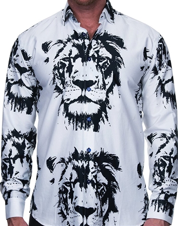 Powerful Lion Print Dress Shirt