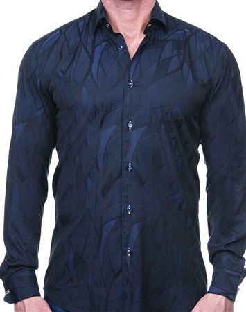 Blue Wave Jacquard Dress Shirt