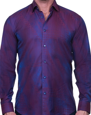 Abstract Red Jacquard Dress Shirt