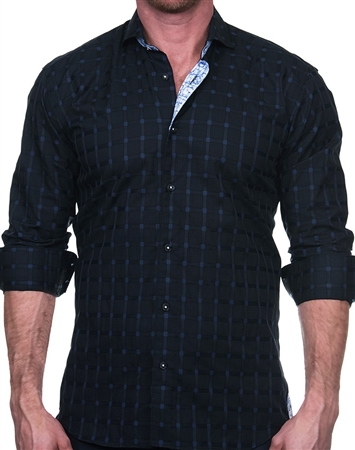 Dark Blue Check Dress Shirt