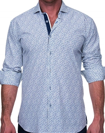 Unique White and Blue Dress Shirt