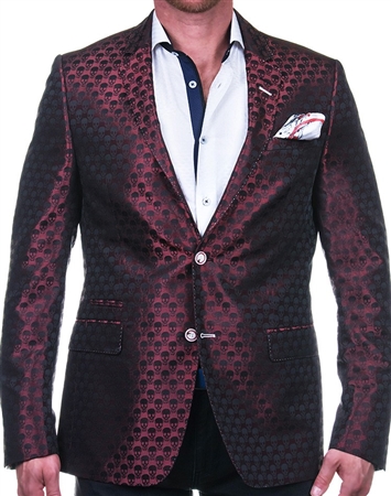 Sporty Red Skull Jacquard Blazer