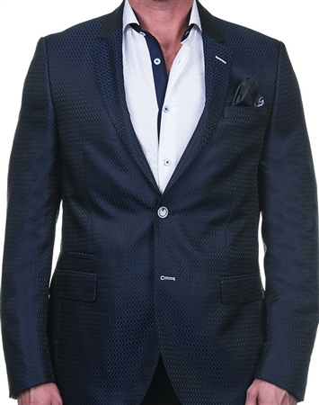 Elegant Blue-Black Weave Stripe Blazer
